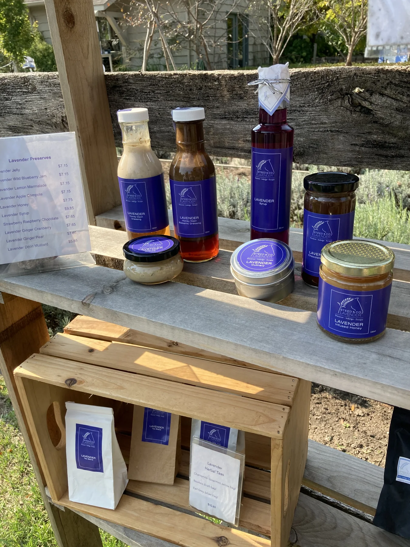 Lavender products on a shelf near Sparta Ontario